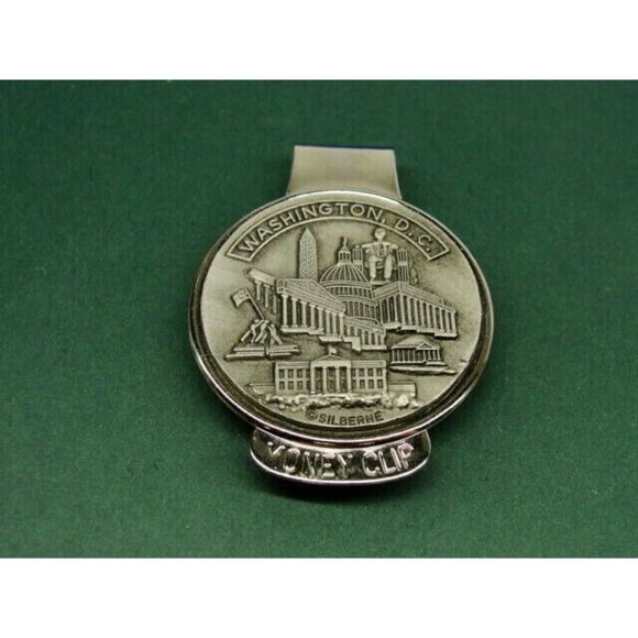 Washington DC Silberne Money Clip Vintage Pewter White House Capitol Cash Holder - Picture 4 of 7